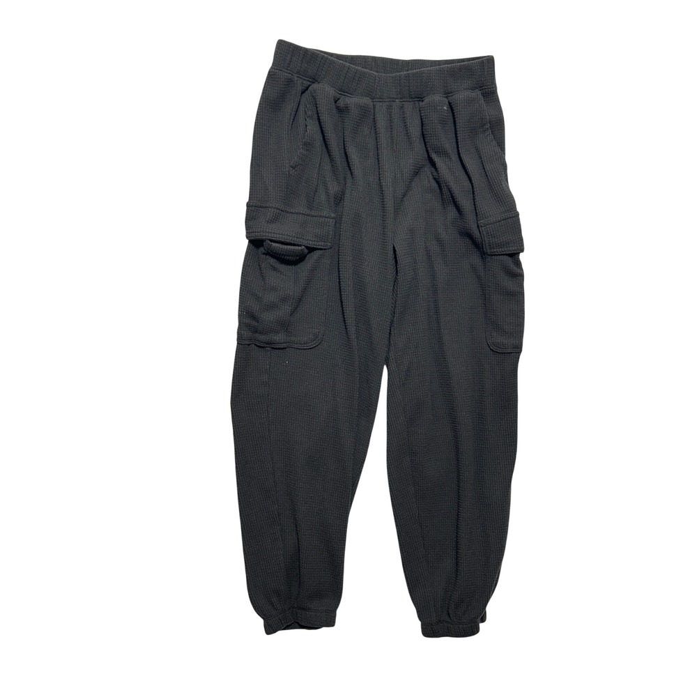 Aerie Women Loungewear Cargo Joggers S Charcoal High Rise Waffle Knit Utility